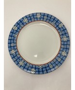 4 Vtg Debbie Mumm Sakura Snowflake Dinner Plates 11” Blue Plaid Excellent - $39.55