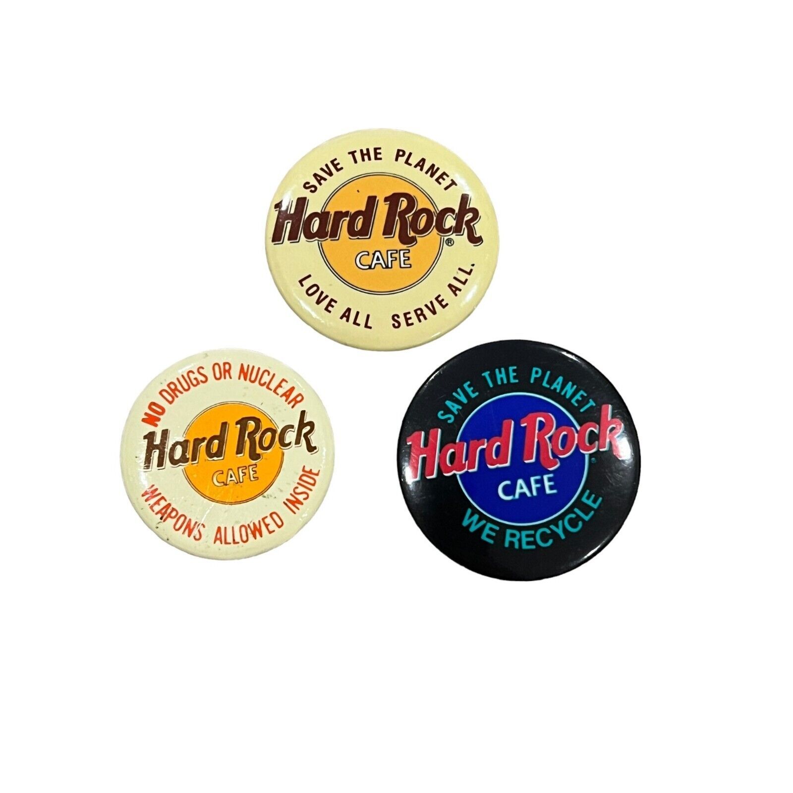 Hard Rock Cafe HRC Pinback Pins Set of 3 - $11.52