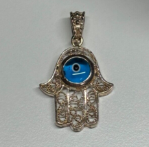 925 Sterling Silver Hamsa Hand Amulet Pendant - $64.81