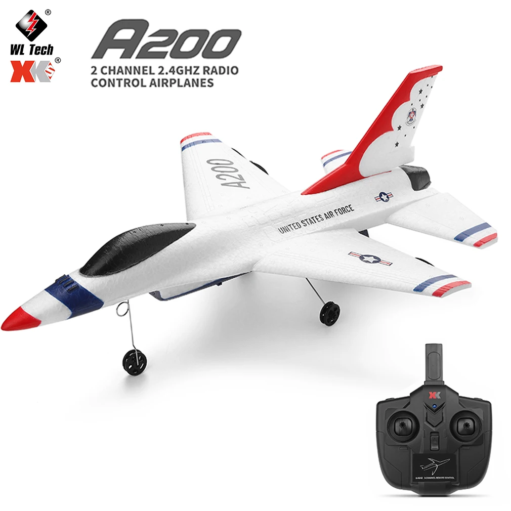 Wltoys XK A200 RC Airplane F-16B Drone 2.4G Aircraft 2CH Fixed-wing EPP Electric - $55.54