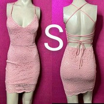 Pink Mauve Lace Cami Bodycon Mini Dress  Size S - £16.24 GBP