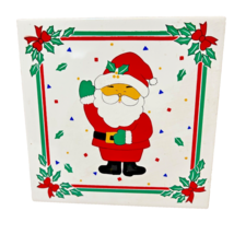 Vintage Christmas Santa Claus Ceramic 6&quot; Square Tile Trivet Cork Backed - £8.47 GBP