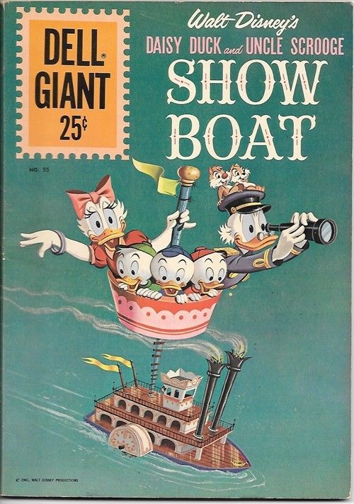 Dell Giant Comic Book #55 Walt Disneys Uncle Scrooge Showboat 1961 FINE+ Art Cvr - £34.92 GBP