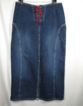 Tommy Hilfiger Vintage Women&#39;s Lace Up Denim Jean Maxi Skirt Size 14 - £57.93 GBP