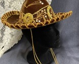 Vintage Mexican charro cowboy sombrero hat Roma Paris label Brown Gold - $18.81