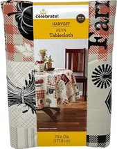 Celebrate Vinyl Tablecloth Harvest Farmhouse Patchwork 70 Round - £12.49 GBP