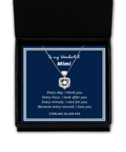 To my Mimi, every day I think you - Heart Knot Silver Necklace. Model 64038  - $39.95
