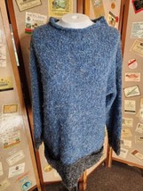 Vtg Wool Blend Sweater Pullover Two Tone Women Blue  Black Unbranded  - $14.84