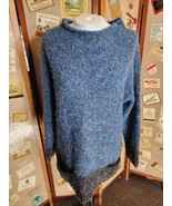 Vtg Wool Blend Sweater Pullover Two Tone Women Blue  Black Unbranded  - £11.74 GBP