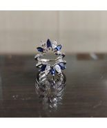  Marquise Cut Blue Sapphire &amp; Diamond Enhancer Wrap Ring 14k White Gold ... - £85.34 GBP