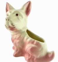 West Highland Terrier Planter  Westie Ceramic Succulent Vase Pink and White - $413.89 MXN
