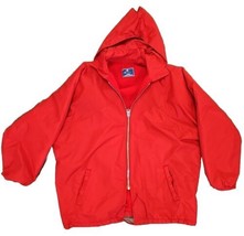 Champion Jacket Red Fleece Lining Zip Up Adult Large USA Made Vtg - $29.65