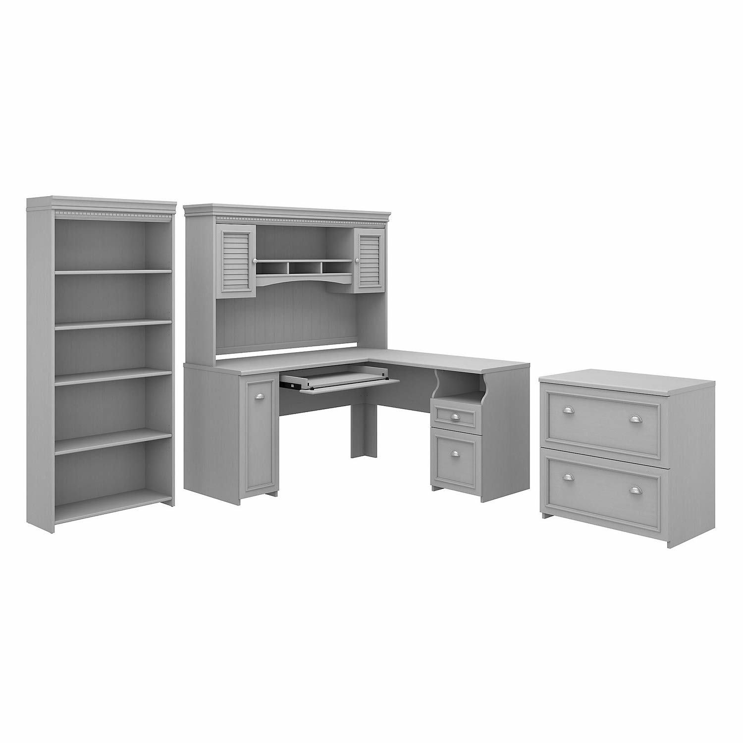 Bush Furniture Fairview L Shaped Desk with Hutch, Lateral File