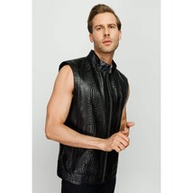 The Veyo Black Leathern Vest Men Jacket image 10
