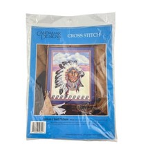 Candamar Cross Stitch Native American  Indian Chief Picture Kit  50642 B... - $28.88