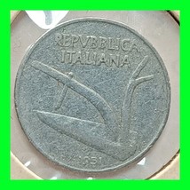 1951 REPVBBLICA ITALIANA 10 Italy Vintage World Coin  - $14.84