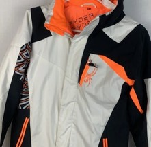 Spyder Jacket Insulated Snowboard Ski Coat Full Zip Hood Orange Boys Size 16 - £47.25 GBP