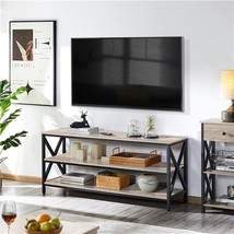 Industrial 3-Tier Tv Stand For 65 Inch Tv With Storage Shelves For Living Room - £156.79 GBP