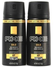 2 Count Axe 4 Oz Gold OUD Wood & Dark Vanilla 48H Freshness Deodorant Body Spray - $23.99