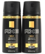 2 Count Axe 4 Oz Gold OUD Wood &amp; Dark Vanilla 48H Freshness Deodorant Bo... - £18.52 GBP