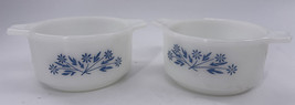 Vintage Dynaware Pyr-O-Rex Blue Floral 4 1/4 Souffle Set 2 Custard Handles EUC - $14.84