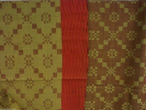 Jacquard Coverlet Pennsylvania Antique 19th C  Brown Green WOOL 36x72 Item image 11