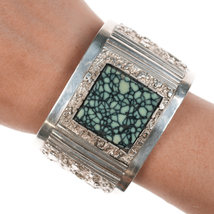 7&quot; Richard Begay Navajo Sterling New Lander Variscite cuff bracelet - $994.95