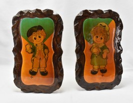 Two Vintage Raggedy Ann And Andy Wood Plaques Pictures Lyn - £58.62 GBP