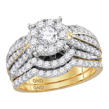 14k Yellow Gold Diamond Round Bridal Wedding Engagement Ring Set 1-3/4 - £2,637.87 GBP
