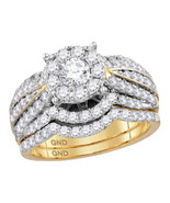 14k Yellow Gold Diamond Round Bridal Wedding Engagement Ring Set 1-3/4 - £2,589.62 GBP