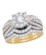 14k Yellow Gold Diamond Round Bridal Wedding Engagement Ring Set 1-3/4 - £2,637.87 GBP