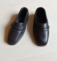 Ken Allan Barbie Doll 1970s Black Loafers Shoes Korea - £6.97 GBP