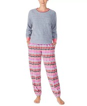 Cuddl Duds Women&#39;s Printed Fleece Pajama Shirt, Grey, Medium &quot;TOP ONLY&quot; - £11.73 GBP