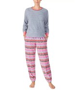 Cuddl Duds Women&#39;s Printed Fleece Pajama Shirt, Grey, Medium &quot;TOP ONLY&quot; - £11.74 GBP