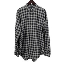 Ralph Lauren Mens Large Tall Button-Up Shirt Black White Plaid Classic Fit - $37.61