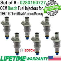 #0280150727 6 Pieces OEM Bosch Fuel Injectors For 1989 Lincoln Town Car 5.0L V8 - £93.02 GBP