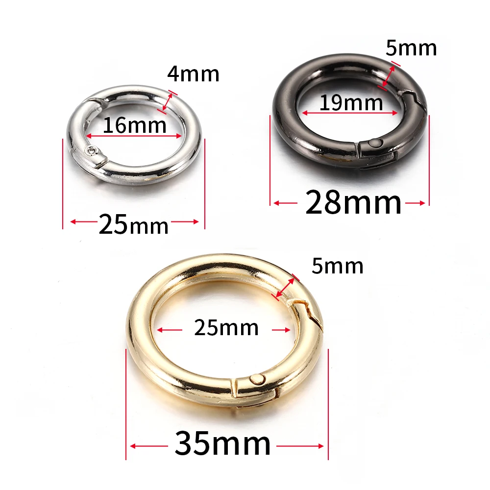 Play 10pcs/5pcs Spring Clasp Keychain Ring KC Gold Color Openable Round Carabine - £23.18 GBP