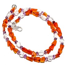 Carnelian Natural Gemstone Beads Jewelry Necklace 17&quot; 56 Ct. KB-1022 - £8.68 GBP