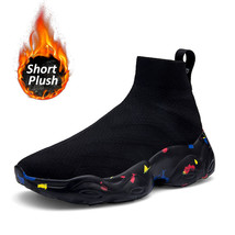 Stretch Sock Shoes Women Sneakers Winter Short Plush Unisex Man Casual Shoes Vul - £38.68 GBP
