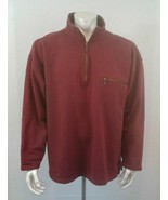 Eddie Bauer Burgundy Long Sleeve 1/2 Zip Mock Neck Men&#39;s Cotton Sweatshi... - $7.92