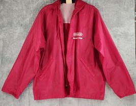 Conoco Racing Team Jacket Mens Large Red Vintage Hooded Windbreaker Made... - $35.63