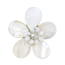 Gorgeous Flower of the Ocean White Seashell and Crystal Ring - £8.10 GBP