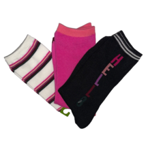 Kate Spade Crew Socks 3 Pair Pink Black White Hello Striped Logo Gift Size 4-10 - £19.30 GBP