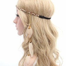 Numblartd Stylish Boho Hippie Feather Hair Band Headband Indian Vintage Elastic  - £18.41 GBP