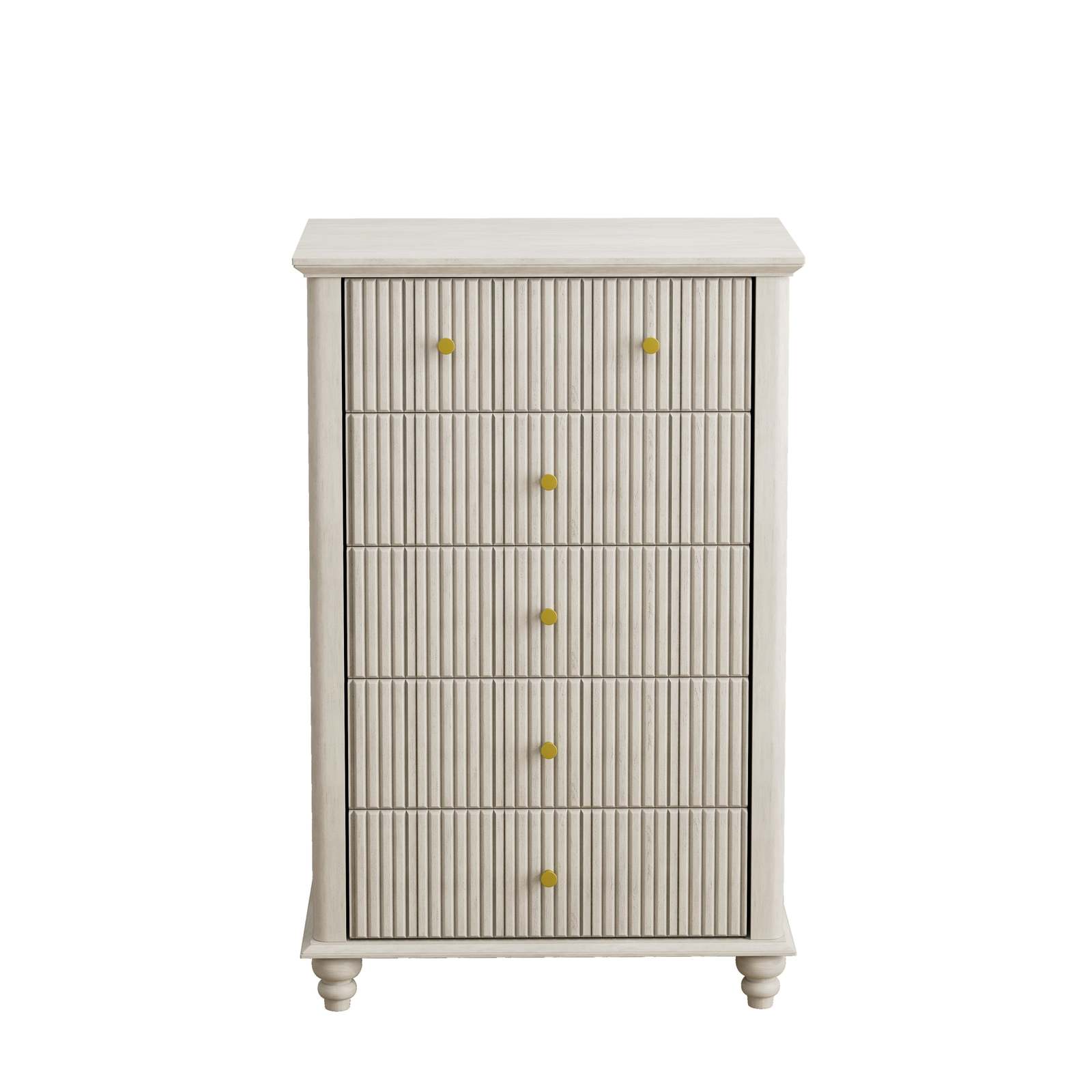 Beige Fluted 5-Drawer Dresser: Modern 45" Tall Chest of Drawers Item image 9