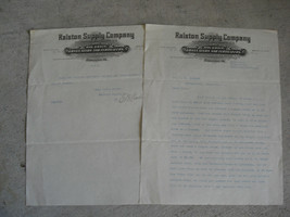 Lot of 2 Vintage 1913 Ralston Supply Company Letters Letterheads Signed - €21,48 EUR