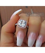 Sterling Silver Engagement Ring: 2.75 CT Cushion Cut Pink CZ - $1,059.99 MXN
