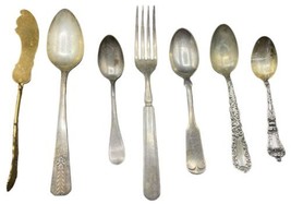 Silverware Lot Spoon Knife Fork Silver Antique Marked Branded See Photos - £13.46 GBP