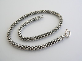 Lagos Caviar Silver Multi Bead Link Necklace Pendant Hook Chain Heavy Gift Love - £837.72 GBP