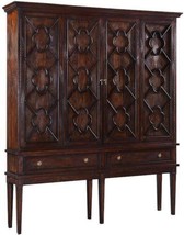 TV Cabinet Wilcox Raised Dark Rustic Pecan Solid Wood Quatrefoil BiFold ... - £4,123.87 GBP